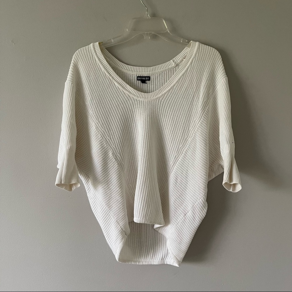 Express doorman white knit half sleeve top